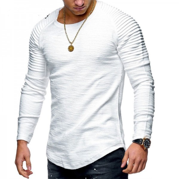 New Men's Brand O-Neck Irregular T-shirts Tees Male Casual Long Sleeve T shirt Slim Fit Fitness Gyms T-shirts