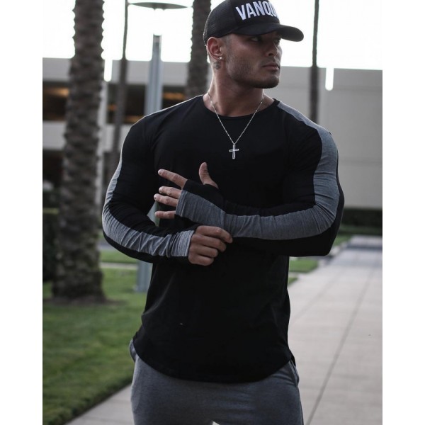 Men fashion t shirt 2018 NEW Spring summer Slim shirts male Tops Leisure Bodybuilding Long Sleeve personality tees clothing