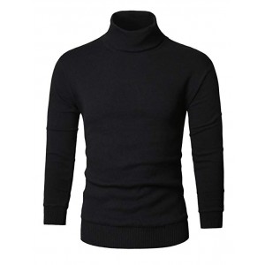 Mens Casual Basic Knitted Turtleneck Sli...