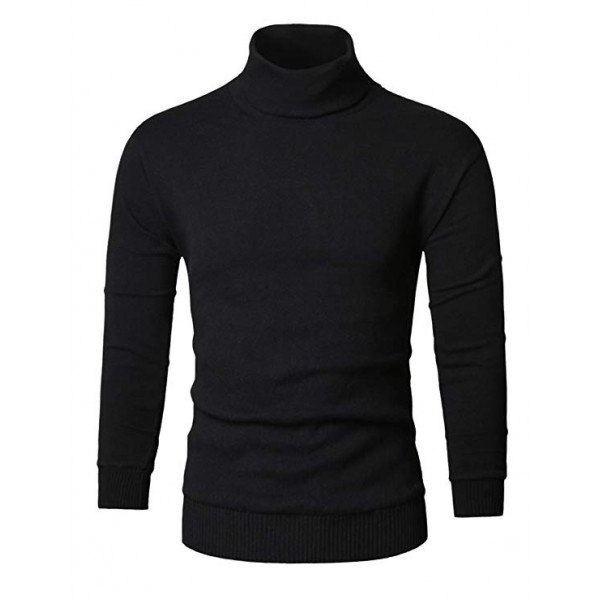 Mens Casual Basic Knitted Turtleneck Slim Fit Pullover Thermal Sweaters