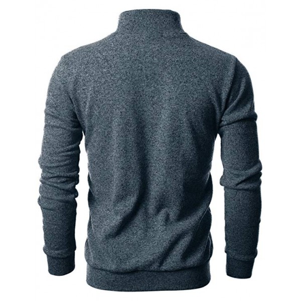 Mens Slim Fit Cable Knit Quarter Zip Long Sleeve Turtle Neck Pullover Sweater