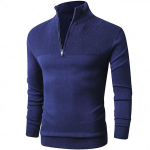 Mens Slim Fit Zip Up Mock Neck Polo Swea...