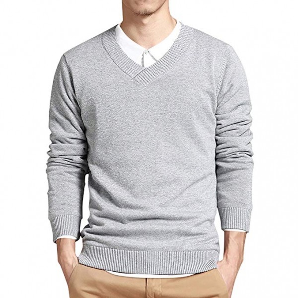 Mens Slim Comfortably Knitted Long Sleev...