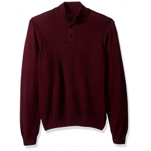 Men's Solid Textured Mock Neck Sweater...