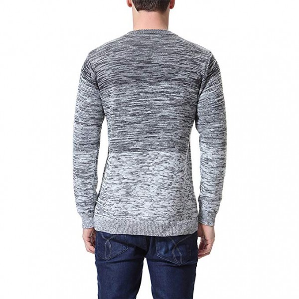 Men's Pullover Knitted Sweater Crewneck Long Sleeve Gradient Color Slim Fit Men's Pullover Knitted Sweater Crewneck Long Sleeve Gradient Color Slim Fit