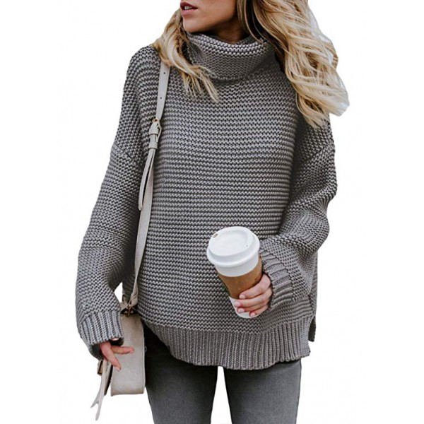Womens Turtleneck Long Sleeve Chunky Kni...