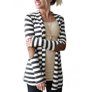 Women's Black White Elbow Patch Shawl Co...