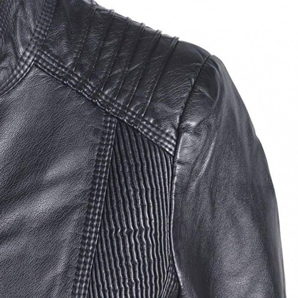 Women's Lightweight Slim Faux Leather Motorcycle Biker Zip Up Jacket Coat