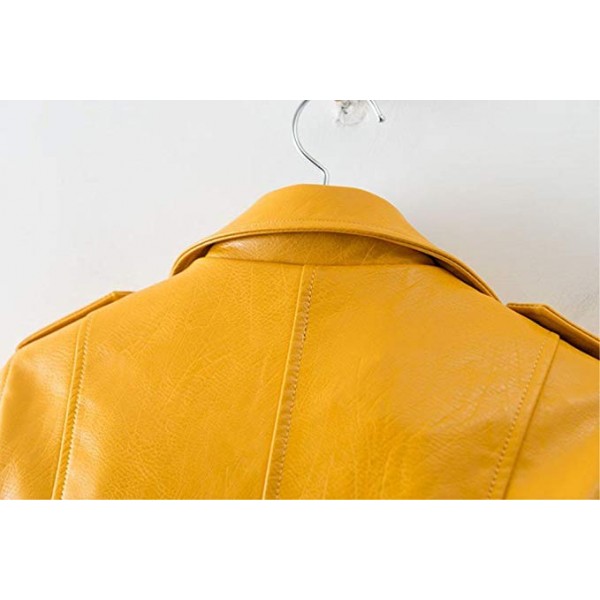 Women's Trendy Stand Collar PU Leather Moto Jacket Leather Coat