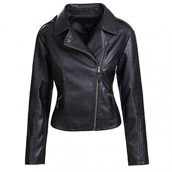 Women's Slim Tailoring Faux Leather PU S...