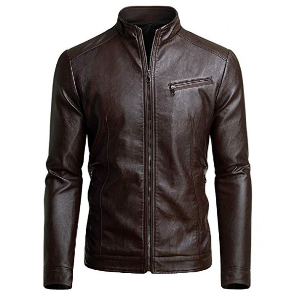 Men's Casual Motorcycle Faux Leather Jac...