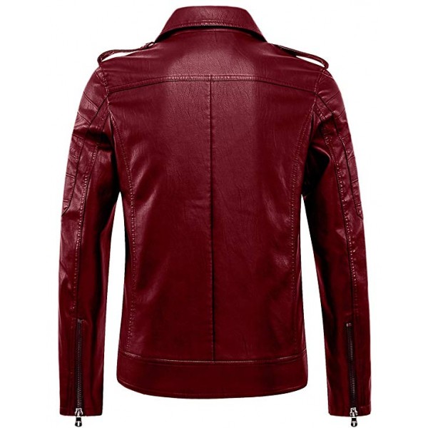 Men's Vintage Asymmetric Zip Lightweight Faux Leather Biker Jacket