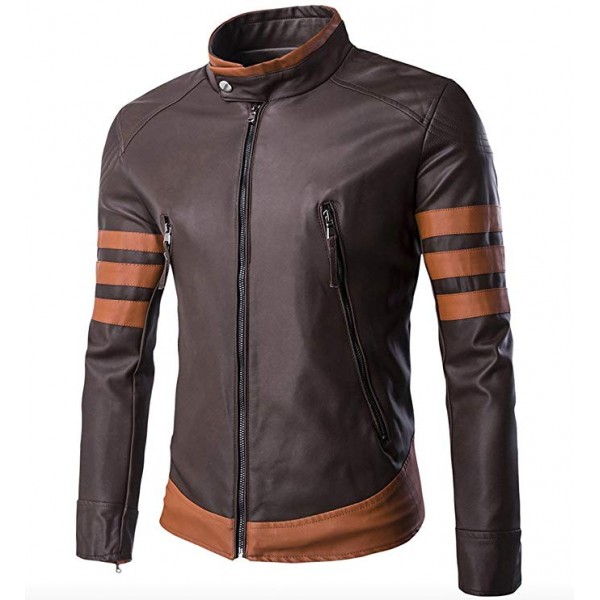Men Vintage Faux Leather Motorcycle Jack...