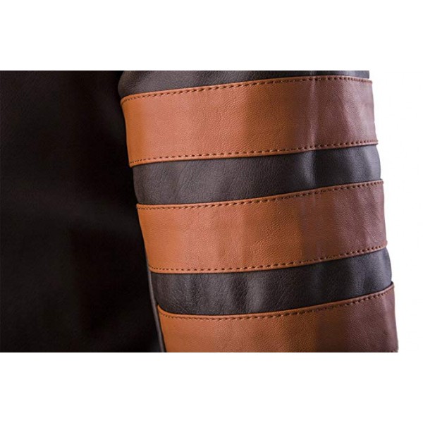 Men Vintage Faux Leather Motorcycle Jacket Brown