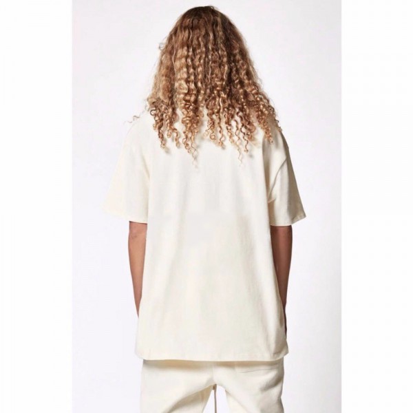 Double stranded double yarn fabric T-shirt fog black and white couple hip-hop short sleeved